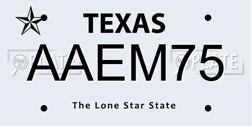 AAEM75 Texas License Plate