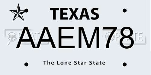 AAEM78 Texas License Plate