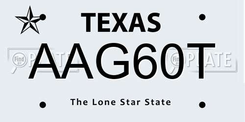 AAG60T Texas License Plate