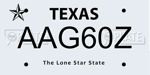 AAG60Z Texas License Plate