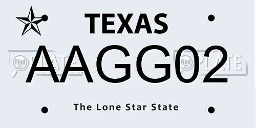 AAGG02 Texas License Plate