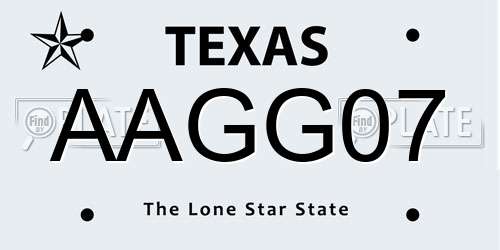 AAGG07 Texas License Plate