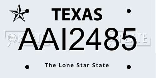 AAI2485 Texas License Plate