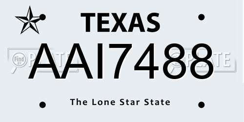 AAI7488 Texas License Plate