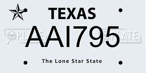 AAI795 Texas License Plate
