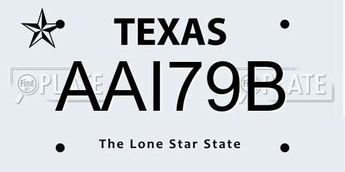 AAI79B Texas License Plate