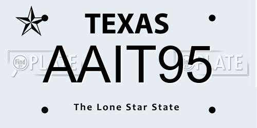 AAIT95 Texas License Plate