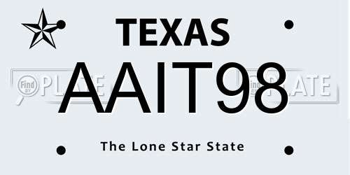 AAIT98 Texas License Plate