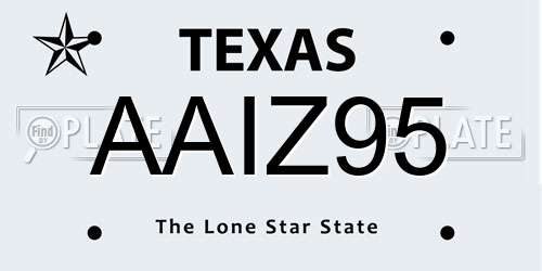 AAIZ95 Texas License Plate