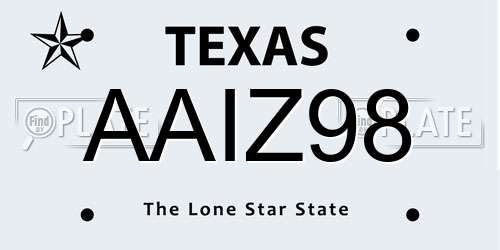 AAIZ98 Texas License Plate
