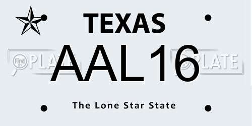 AAL16 Texas License Plate