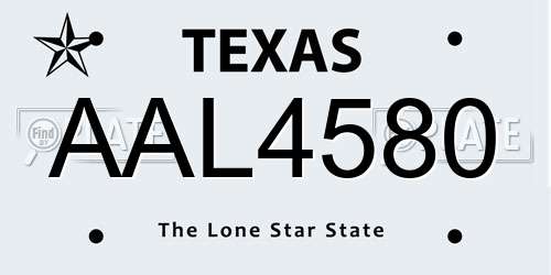 AAL4580 Texas License Plate