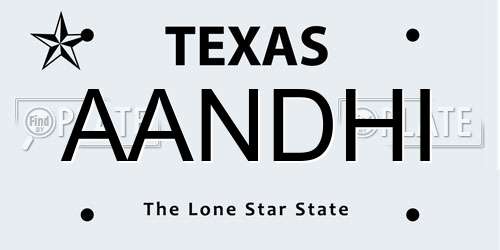 AANDHI Texas License Plate