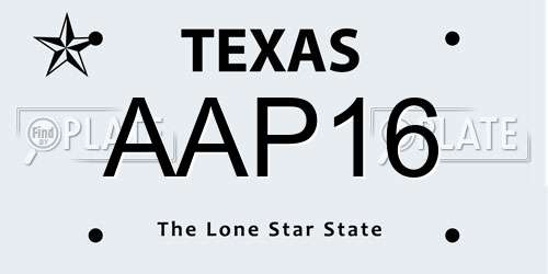 AAP16 Texas License Plate