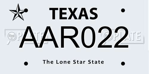 AAR022 Texas License Plate