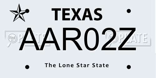 AAR02Z Texas License Plate