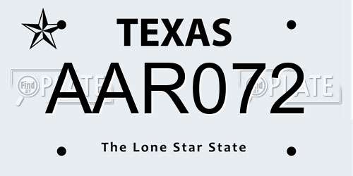 AAR072 Texas License Plate