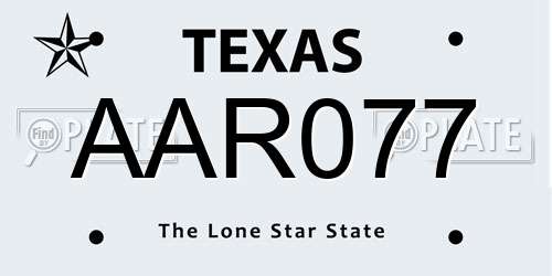 AAR077 Texas License Plate