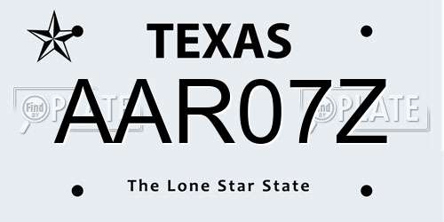 AAR07Z Texas License Plate