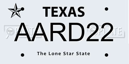 AARD22 Texas License Plate
