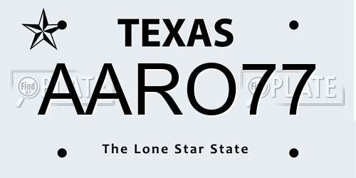 AARO77 Texas License Plate