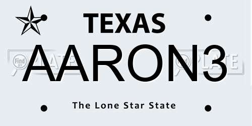 AARON3 Texas License Plate