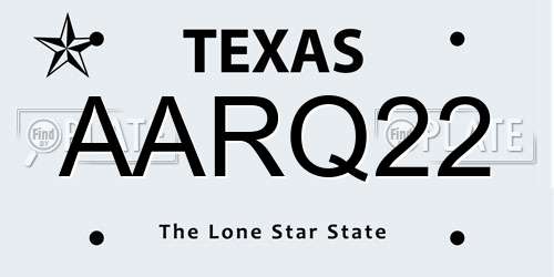 AARQ22 Texas License Plate