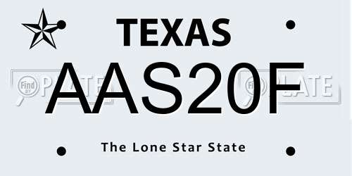 AAS20F Texas License Plate