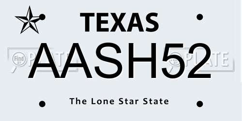 AASH52 Texas License Plate