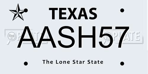 AASH57 Texas License Plate