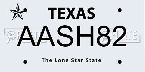AASH82 Texas License Plate