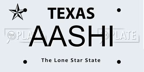 AASHI Texas License Plate