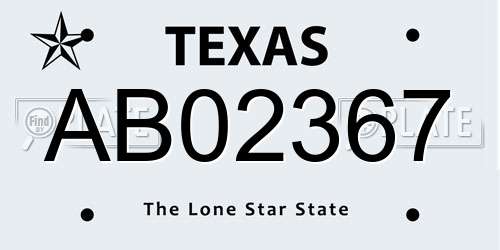 AB02367 Texas License Plate