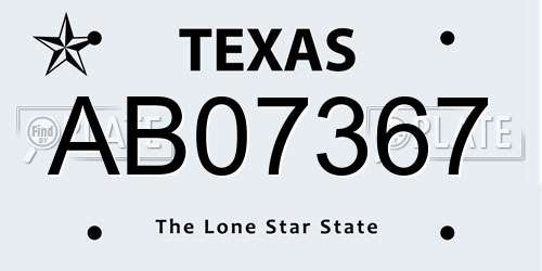 AB07367 Texas License Plate