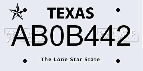 AB0B442 Texas License Plate