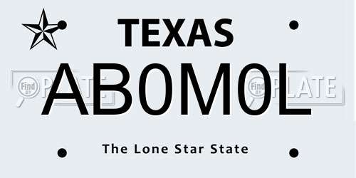 AB0M0L Texas License Plate