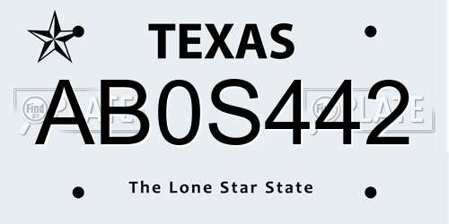 AB0S442 Texas License Plate