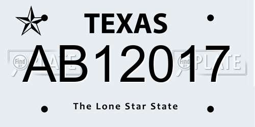 AB12017 Texas License Plate