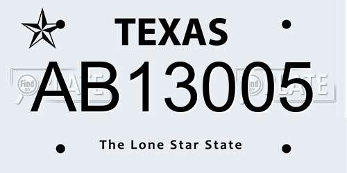 AB13005 Texas License Plate
