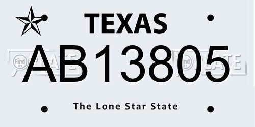 AB13805 Texas License Plate