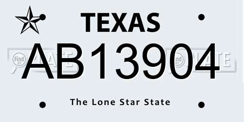 AB13904 Texas License Plate
