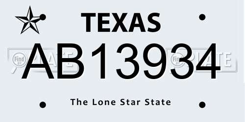 AB13934 Texas License Plate