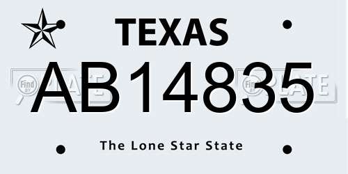 AB14835 Texas License Plate