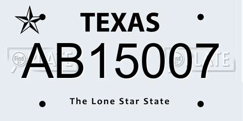 AB15007 Texas License Plate