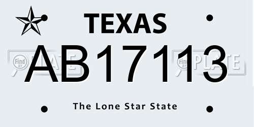 AB17113 Texas License Plate