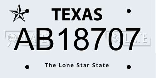 AB18707 Texas License Plate
