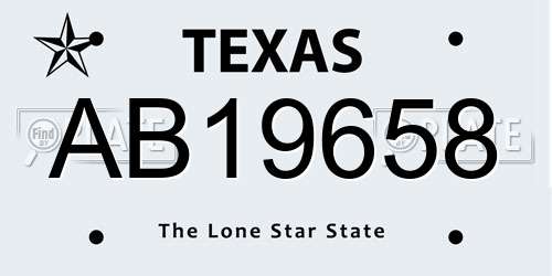 AB19658 Texas License Plate