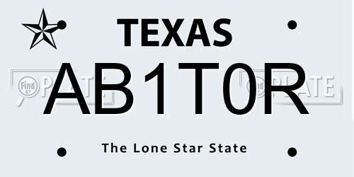 AB1T0R Texas License Plate