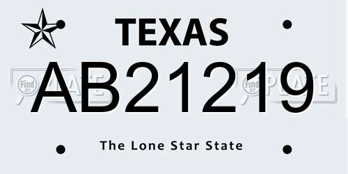 AB21219 Texas License Plate