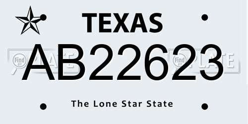 AB22623 Texas License Plate